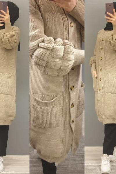 Balon Kol Hırkam  Taş Rengi