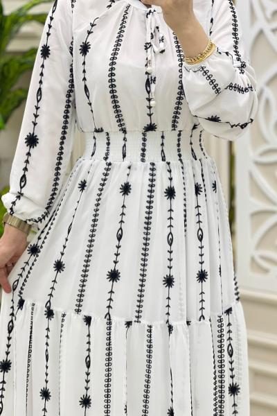 Başak Elbise Beyaz Siyah