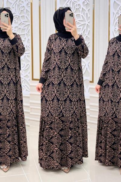 Berev Tesettür Elbisem Camel siyah