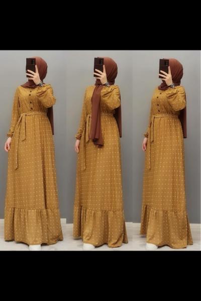 Birinci Kalite Ayrobin Elbisem  Camel