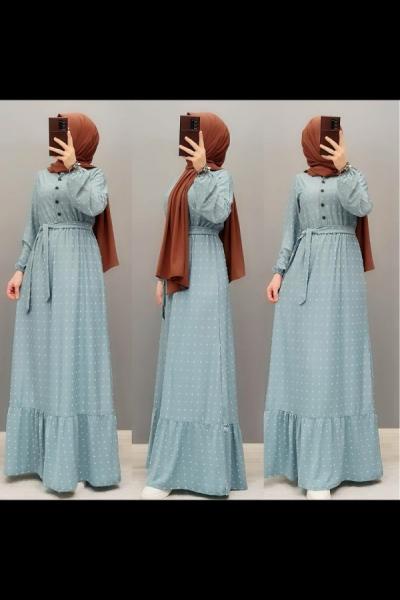 Birinci Kalite Ayrobin Elbisem  Gök Mavi