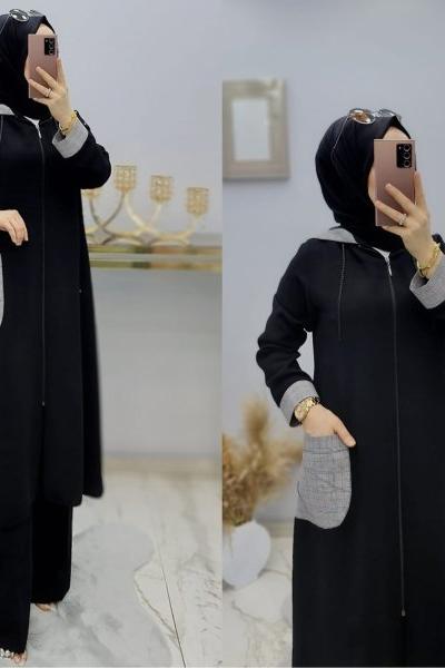 Boydan Fermuarlı Giy Çık Kap Modelim Siyah