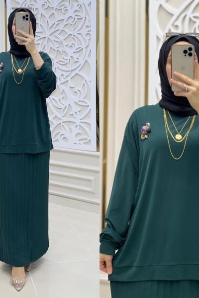 Broş Tesettür Takımım Yeşil
