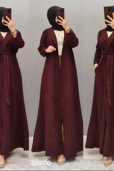 Büyük Beden Kaşe Kap Bordo