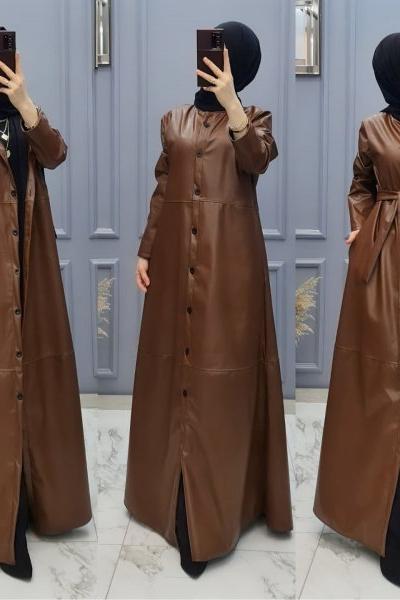 BÜYÜK BEDEN BAYAN DERİ KAP Acı Kahve