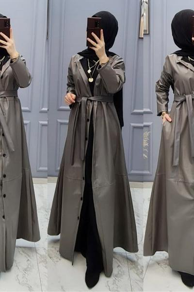 BÜYÜK BEDEN BAYAN DERİ KAP Gri