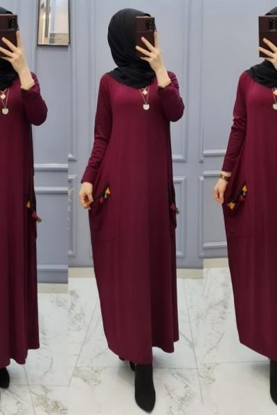 Büyük Beden Elbisem Bordo