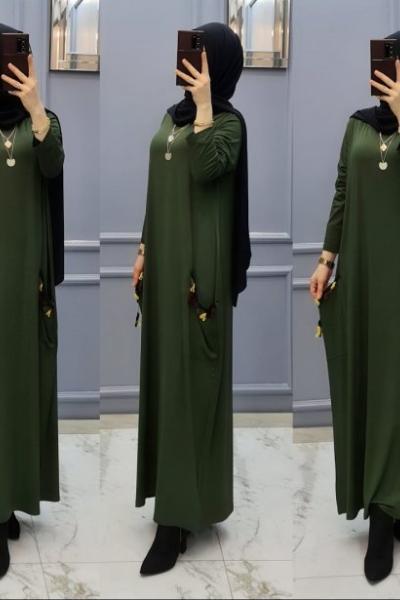 Büyük Beden Elbisem Haki