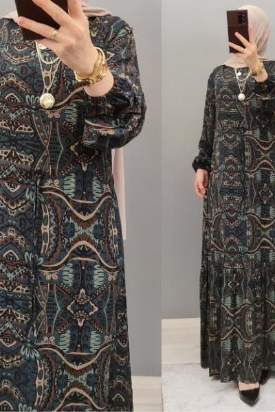 Büyük Beden Bayan Elbise  Yeşil