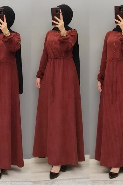Büyük Beden Bayan Elbise  Bordo