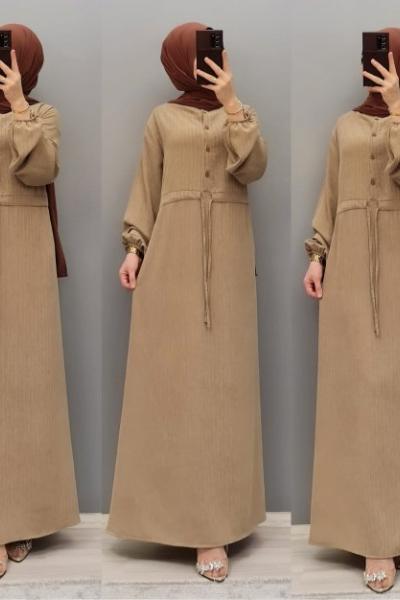 Büyük Beden Bayan Elbise  Camel