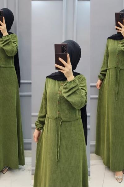 Büyük Beden Bayan Elbise  Haki