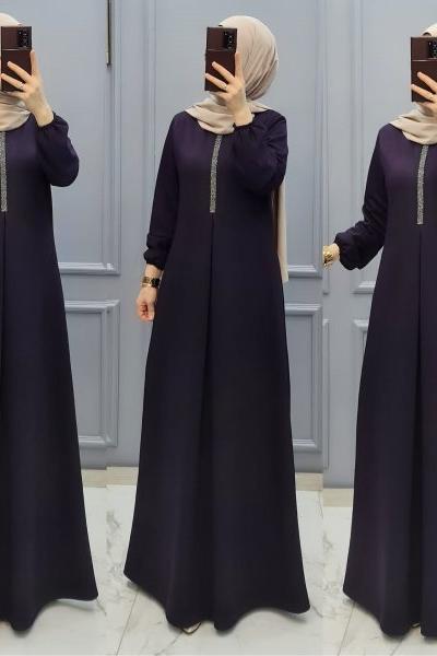 Büyük Beden Bayan Ferace  Mor