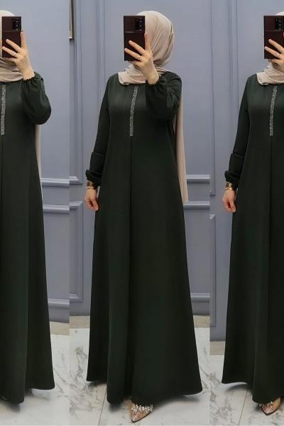 Büyük Beden Bayan Ferace  Haki