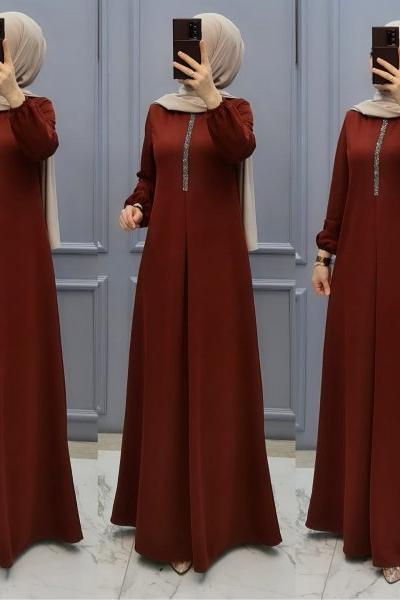 Büyük Beden Bayan Ferace  Kiremit