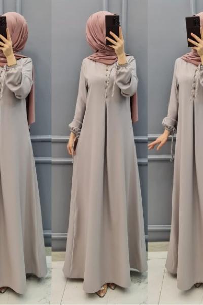 Büyük Beden Bayan Ferace Gri