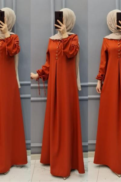 Büyük Beden Bayan Ferace Turuncu