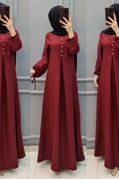 Büyük Beden Bayan Ferace Bordo