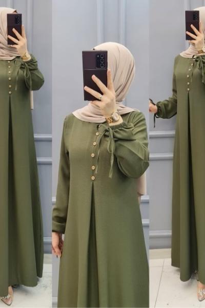 Büyük Beden Bayan Ferace Haki