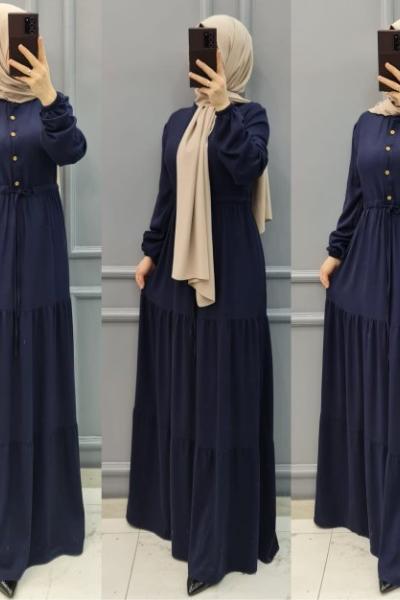Büyük Beden Zarif Elbise Lacivert