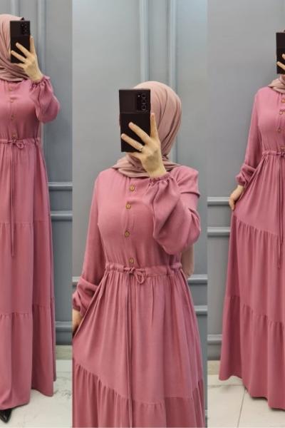 Büyük Beden Zarif Elbise Pembe