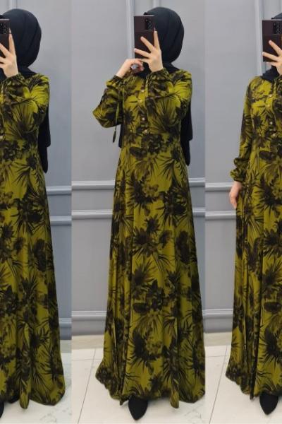 Büyük Beden Elbise  Yağ Yeşili