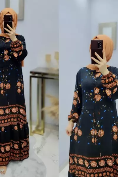 Büyük Beden Bayan Elbise Lacivert