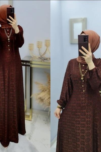 Büyük Beden Elbisem Kahverengi