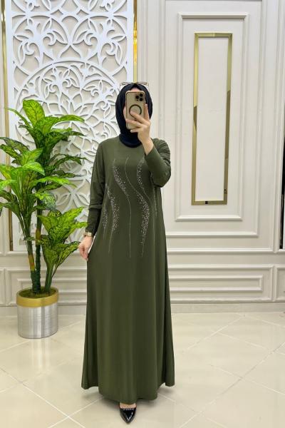 Büyük Beden Sandy Elbise Haki