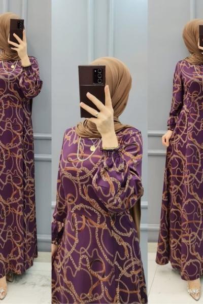 Buyuk Beden Bayan Elbise  Mürdüm