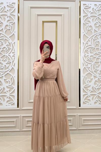 Çapraz Tesettür Elbisem Vizon