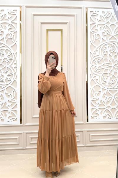 Çapraz Tesettür Elbisem Camel