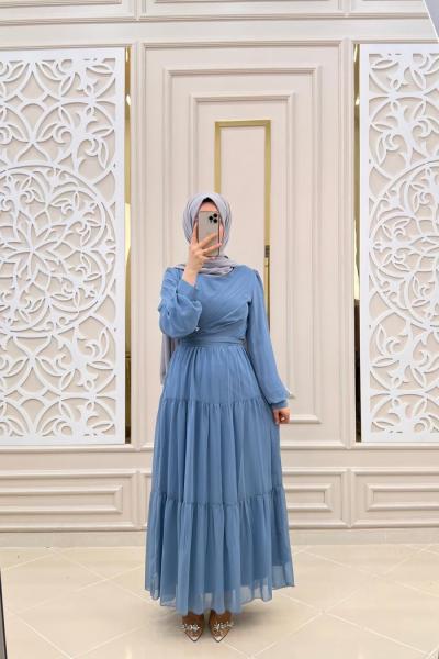 Çapraz Tesettür Elbisem Bebe Mavisi