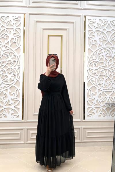 Çapraz Tesettür Elbisem Siyah