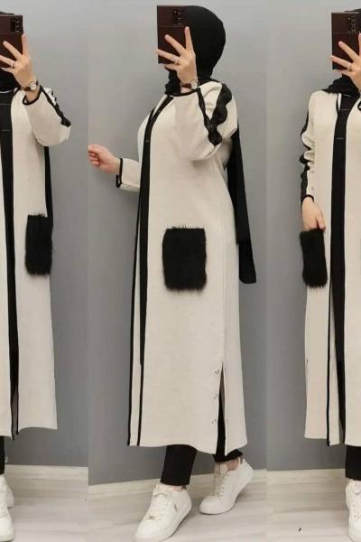 Cebi Kürk Detay Hırkam Krem