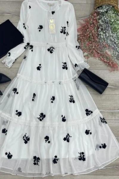 Çember Elbise Beyaz