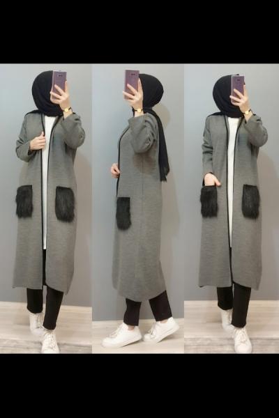 Cepleri Kürklü Hırkam  Füme