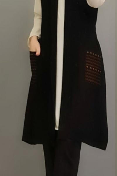 Cepli Triko Yeleğim Siyah