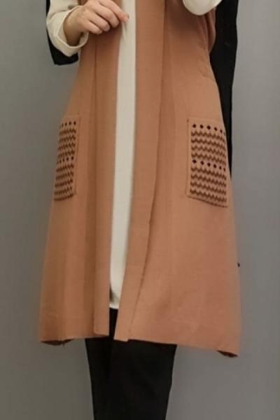 Cepli Triko Yeleğim Gül