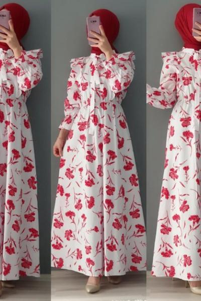 ÇİÇEKLİ ELBİSEM Kırmızı