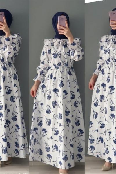 ÇİÇEKLİ ELBİSEM Mavi