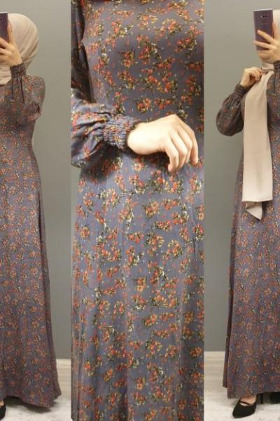 Çiçekli Elbisem Lila