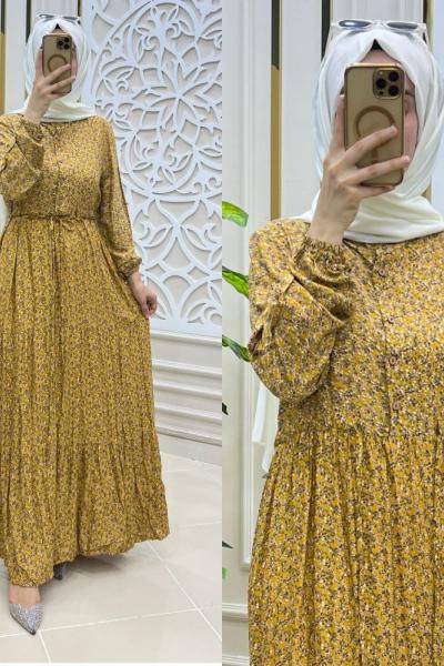 Çıtır elbise Hardal Sarısı