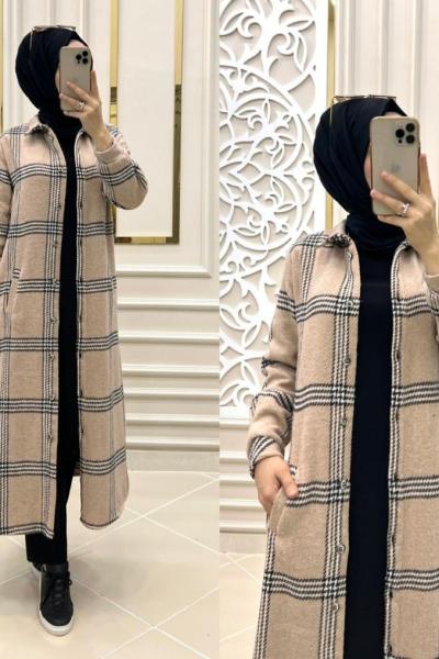 Çizgi Oduncu Gömleğim Krem