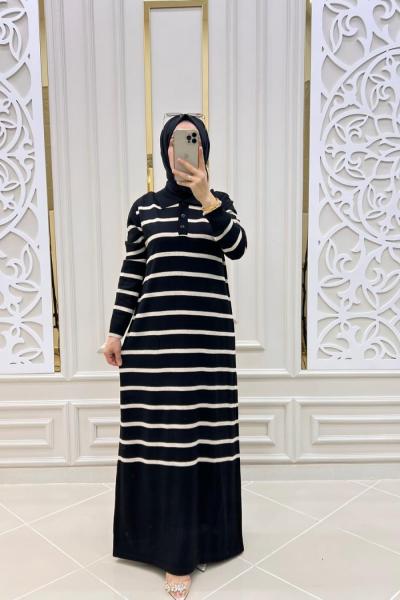 Çizgili elbise  Siyah