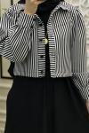 Çizgili Jile Takım  Siyah