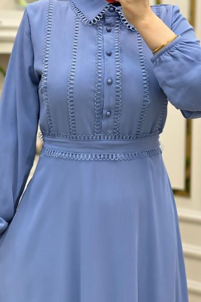 Dantel Elbise Açık Mavi