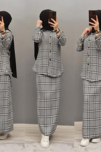 Ekose Etekli Takımım Gri