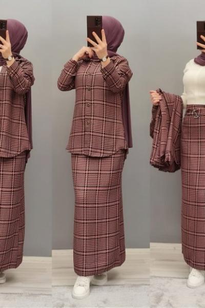 Ekose Etekli Takımım Gül