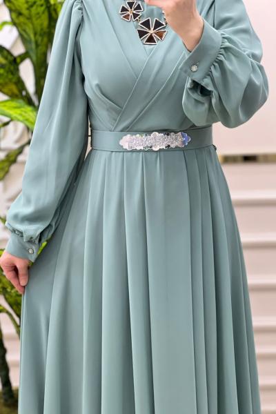 Ela Elbise Mint mavisi